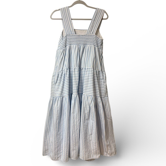 LIKE NEW Ramona Striped Midi Dress Blue and White Large - Picture 4 of 9